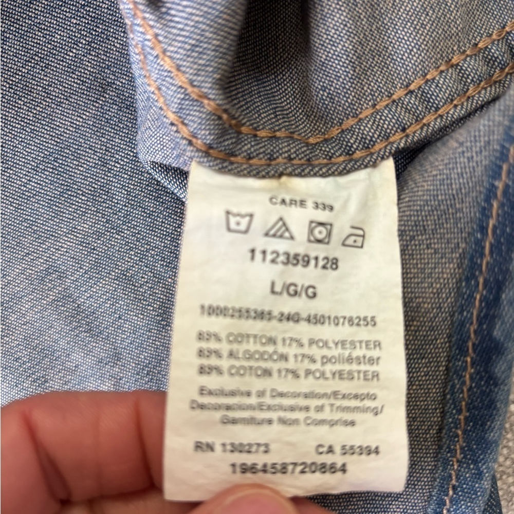 Wrangler Denim Button-Up Shirt Western Cowboy Men’s Large - Picture 8 of 9